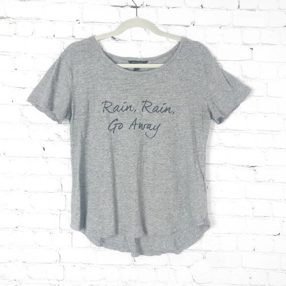 BANANA REPUBLIC Rain Go Away T Shirt Heather Grey Women's Medium - Picture 1 of 8